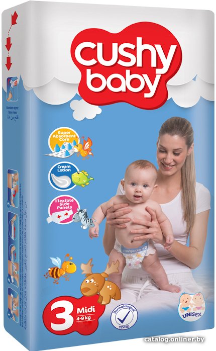 Подгузники Cushy Baby Midi 4-9 кг (70 шт)