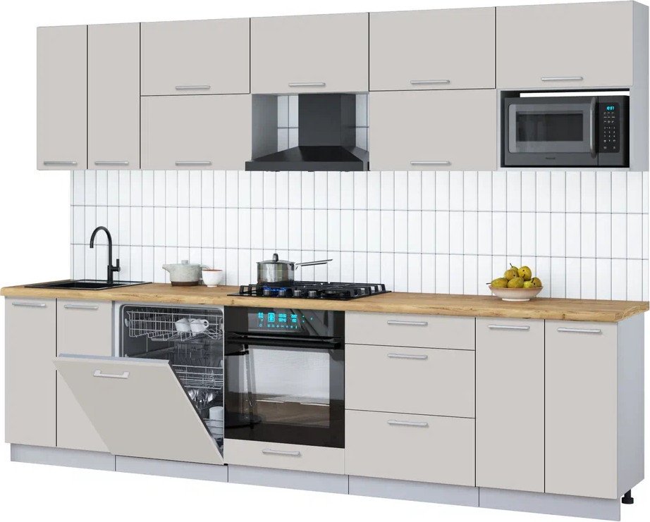 

Готовая кухня Интерлиния Мила Gloss 3.0-ПМ2 (кашемир/кашемир/дуб бунратти)