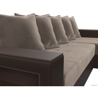 Угловой диван Лига диванов Дубай лайт правый 114156 (велюр коричневый/экокожа коричневый)