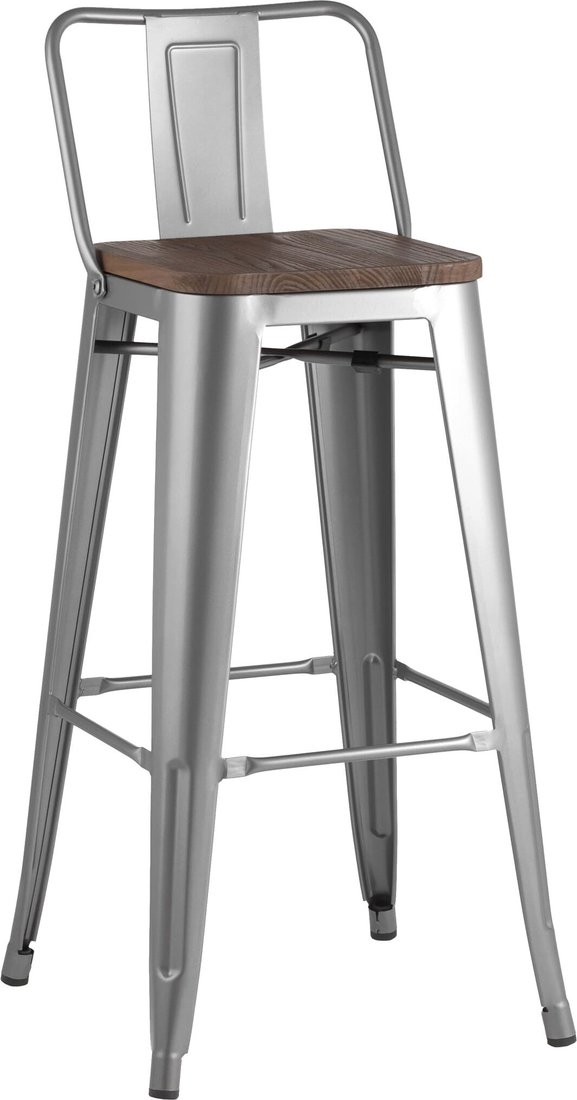 

Стул Stool Group Tolix со спинкой YD-H765E-W YG-15 (серебристый матовый/темное дерево)