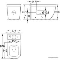 Унитаз напольный Grohe Euro 3933800H (без бачка, без сиденья)