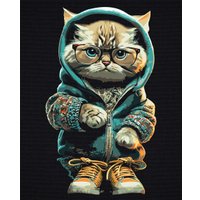 Картина по номерам Три совы Стильный кот КХп_48163