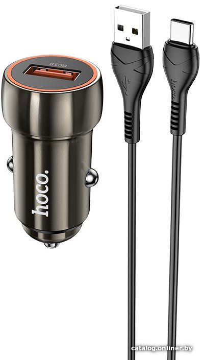 Автомобильное зарядное Hoco Z46 USB Type-C (серый)