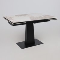 Кухонный стол Lepremo AV 2119 МДФ+керамика раздвижной 1200-1800x800 (белый глянцевый Pandora/черный)