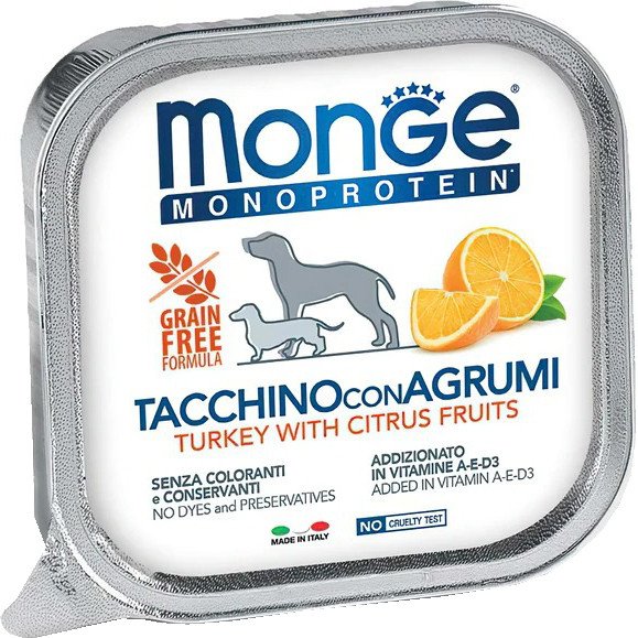 Пресервы Monge Natural Monoprotein Fruits из индейки с цитрусовыми (150 г)
