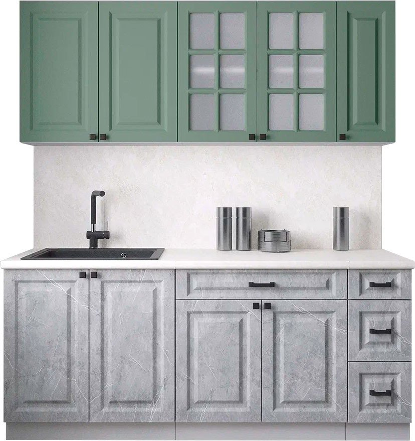 

Готовая кухня Интерлиния Мила Деко 1.9А (керамика/мята/опал светлый)