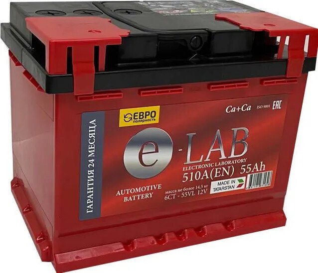 Автомобильный аккумулятор E-Lab 6СТ-55 R+ (55 А·ч)