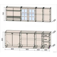 Готовая кухня Интерлиния Мила Деко 2.4А (индиго/индиго/опал светлый)