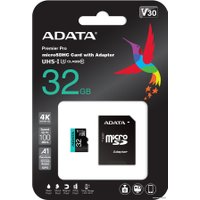 Карта памяти ADATA Premier Pro AUSDH32GUI3V30SA1-RA1 microSDHC 32GB (с адаптером)