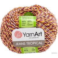 Пряжа для вязания Yarnart Jeans Tropical 613 50 г 160 м (бордовый; желтый)