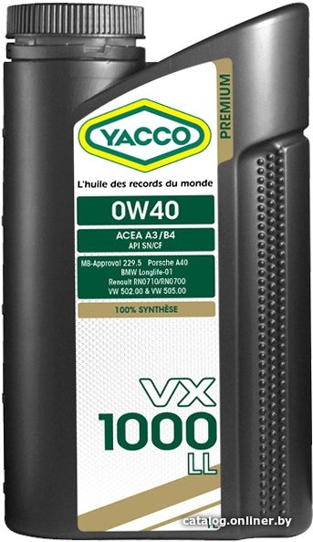 Моторное масло Yacco VX 1000 LL 0W-40 1л