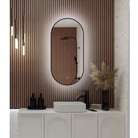 Зеркало с подсветкой  eMZe 43x88 LED.UV.43.88.CHE (черный с УФ-окантовкой и подсветкой)