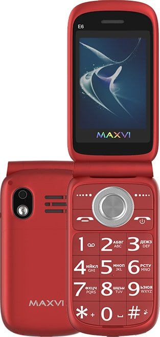

Кнопочный телефон Maxvi E6 (красный)