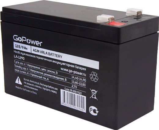 

Аккумулятор для ИБП GoPower LA-1290 (12В/9 Ач)