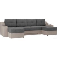 П-образный диван Лига диванов Сенатор 28930 (рогожка, серый/бежевый)