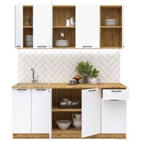 Готовая кухня Mebiplex Лилиан ЛДСП 1.8м 38мм (вотан/белый) в Солигорске