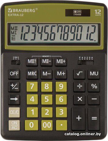 Бухгалтерский калькулятор BRAUBERG Extra 12-BKOL 250471 (черный/оливковый)