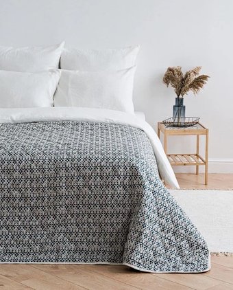 Покрывало Лен наш Амелия 3887/2 215874 (145x205, бежевый/голубой)