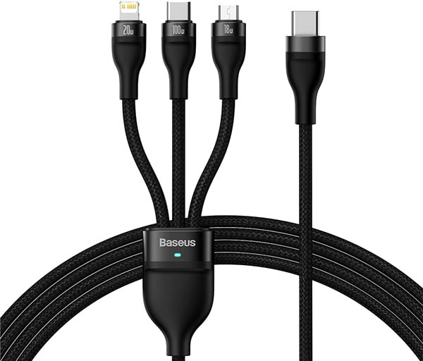 

Кабель Baseus Flash Series II USB Type-C - Lightning/USB Type-C/microUSB (1.5 м, черный)