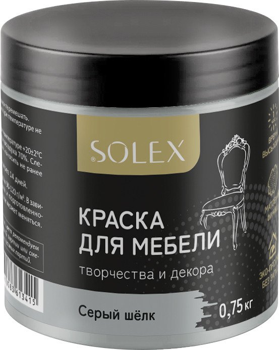 

Краска Solex Для мебели 0.75 кг (серый шелк)