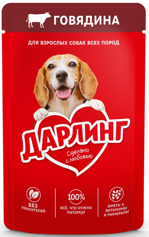

Консервированный корм для собак Дарлинг Говядина в подливе 75 г