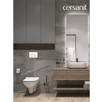 Унитаз подвесной Cersanit Carina New Clean On с инстал. Link Pro (с кнопкой Twins 63535 белый/золото)