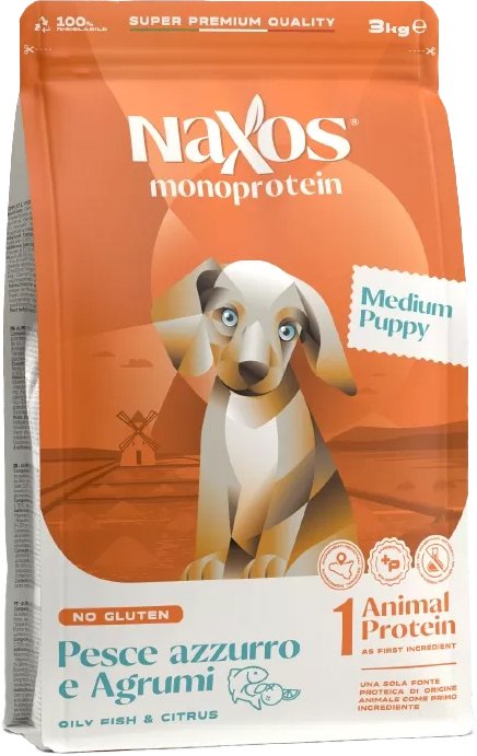 

Сухой корм для собак Adragna Naxos Puppy Medium Рыба с Цитрусом 3 кг