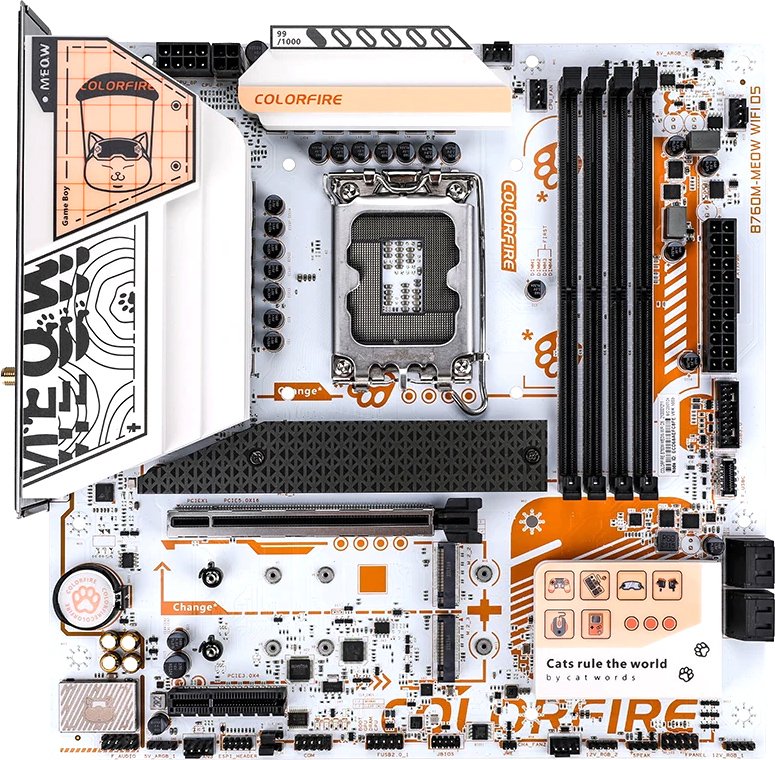 

Материнская плата Colorful Colorfire B760M-Meow WiFi D5 Orange
