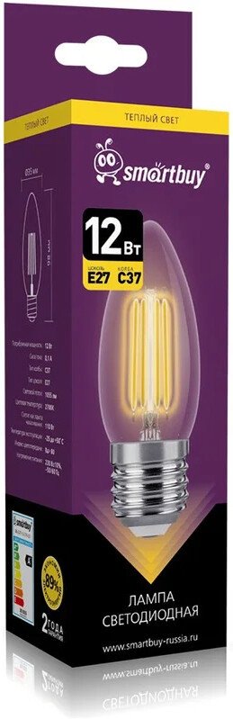 Светодиодная лампочка SmartBuy SBL-C37F-12-27K-E27