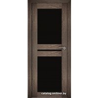 Межкомнатная дверь Юни Амати 19 (ч) 60x200 (дуб шале-корица/черное стекло)