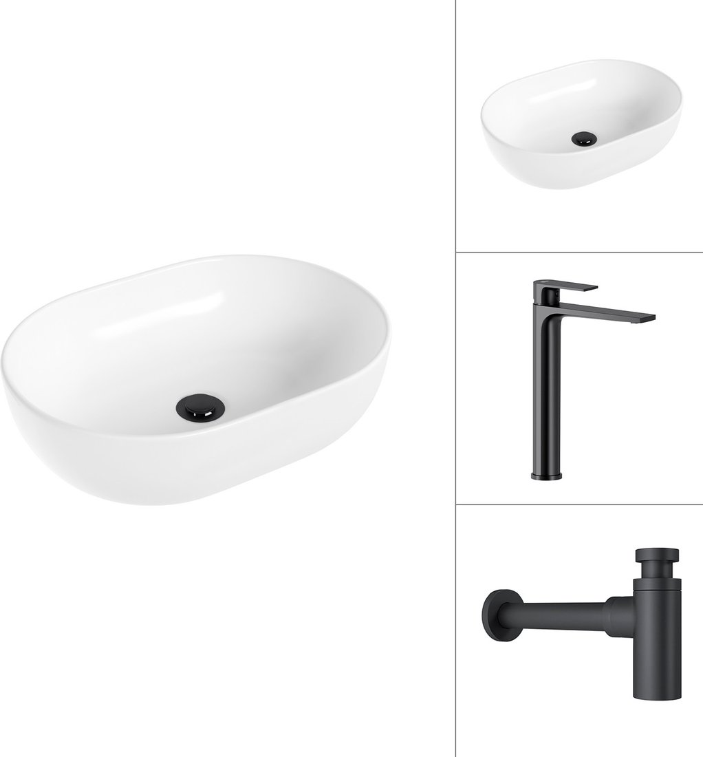 

Умывальник Lauter 21836A + Reef 21CK8678BS с сифоном 21635B (черный матовый)