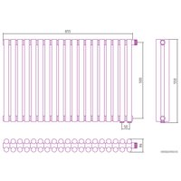 Стальной трубчатый радиатор Сунержа Эстет-11 EU50 500х855 19 секций (матовое золото)