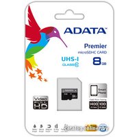 Карта памяти ADATA Premier microSDHC UHS-I U1 (10 Class) 8 Gb (AUSDH8GUICL10-RA1)