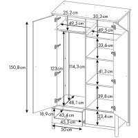 Шкаф распашной Polini Kids Simple двухсекционный с ящиками 0002770.31 (белый/натуральный)