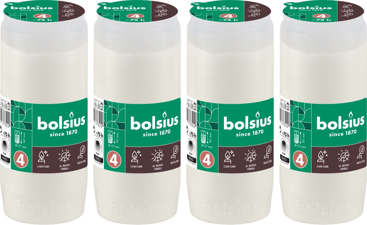 

Набор свечей Bolsius Ритуальные масляные Copmo rc4 rspo mb 4 дня горения (белый)