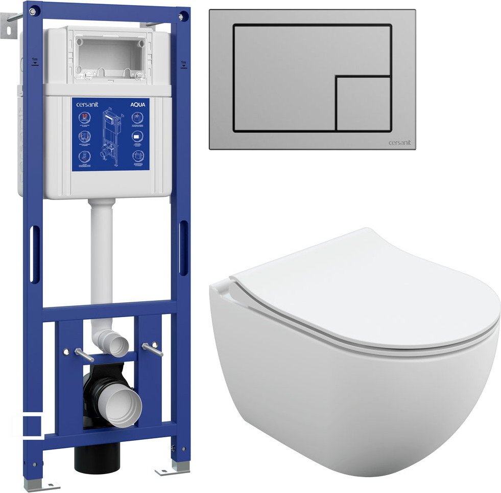 

Унитаз подвесной Cersanit Brasko Slim 64824 + Aqua M 40 68177 с кнопкой Corner 64107 (кнопка хром матовый)