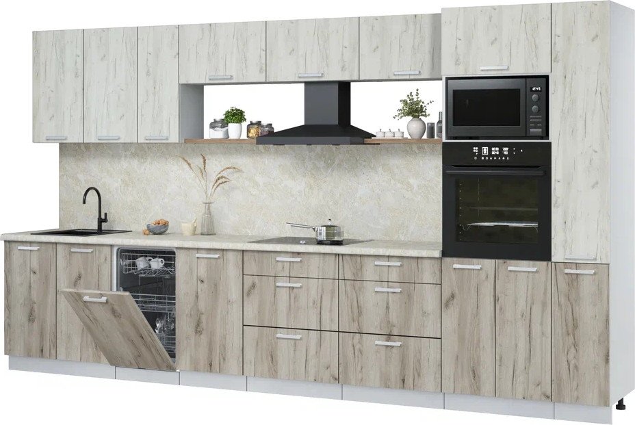 

Готовая кухня Интерлиния Мила Лайт 3.8-ПМ3 ( дуб белый/дуб серый/опал светлый)