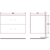  BelBagno Тумба под умывальник Onda-M-800-2C-SO-BL (bianco lucido)