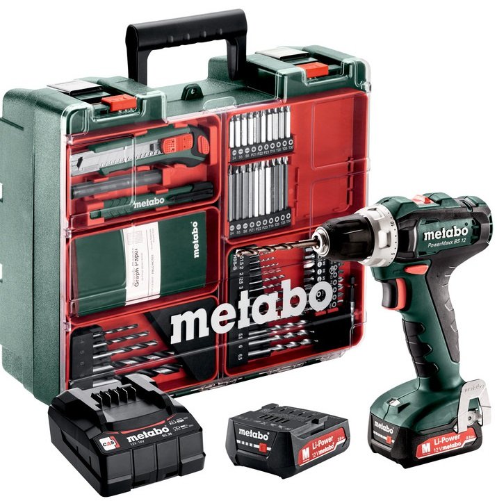 

Дрель-шуруповерт Metabo PowerMaxx BS 12 Set 601036870 (с 2-мя АКБ, кейс)