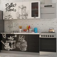 Готовая кухня Интерьер центр Чикаго 1.6 (белый coffe timе/черный coffe time)