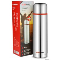 Термос StarWind 10-1000 1л (серебристый/красный)