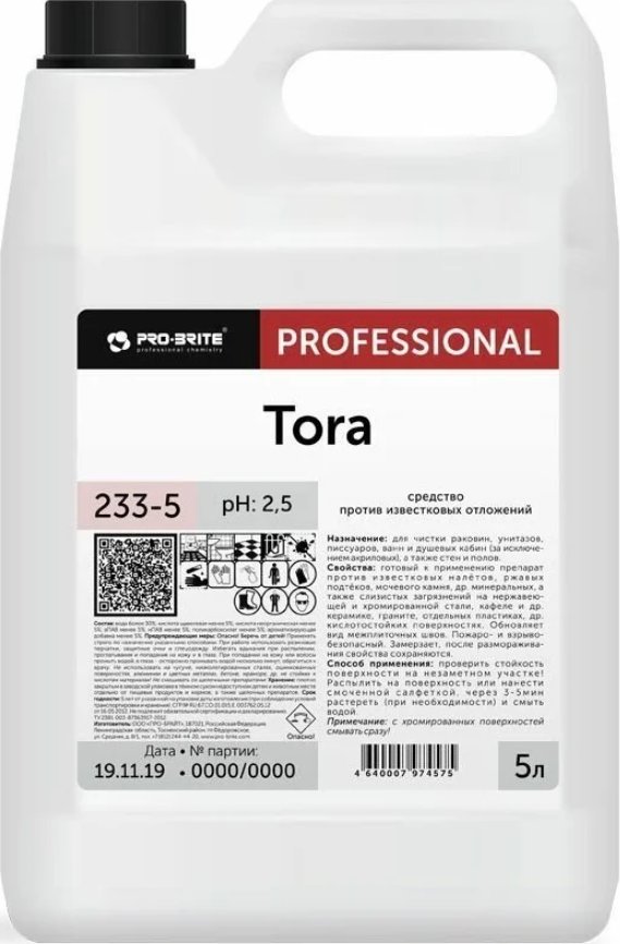 

Средство для ванных комнат Pro-Brite Tora 5 л