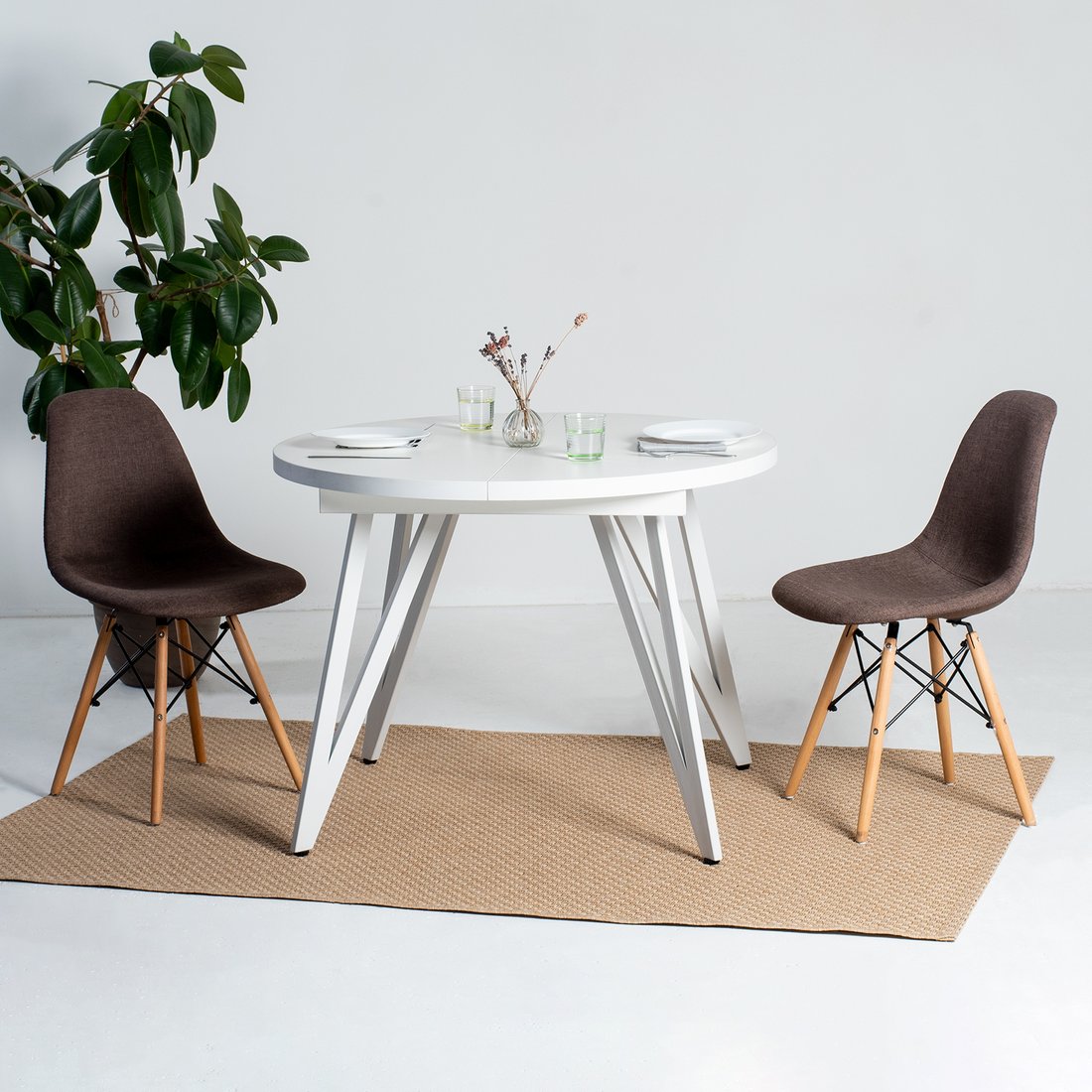 

Кухонный стол Millwood Женева 3 Л D100-140x100x76 (белый-металл белый)