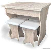 Обеденная группа Анмикс ЛДСП (дуб санома/кожзам ваниль)