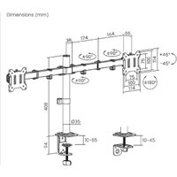 Кронштейн для монитора ErgoSmart Twin II Hold (с органайзером)