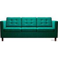 Диван Brioli Дилли клетка Д трехместный (рогожка, J16 азур/темные ножки)