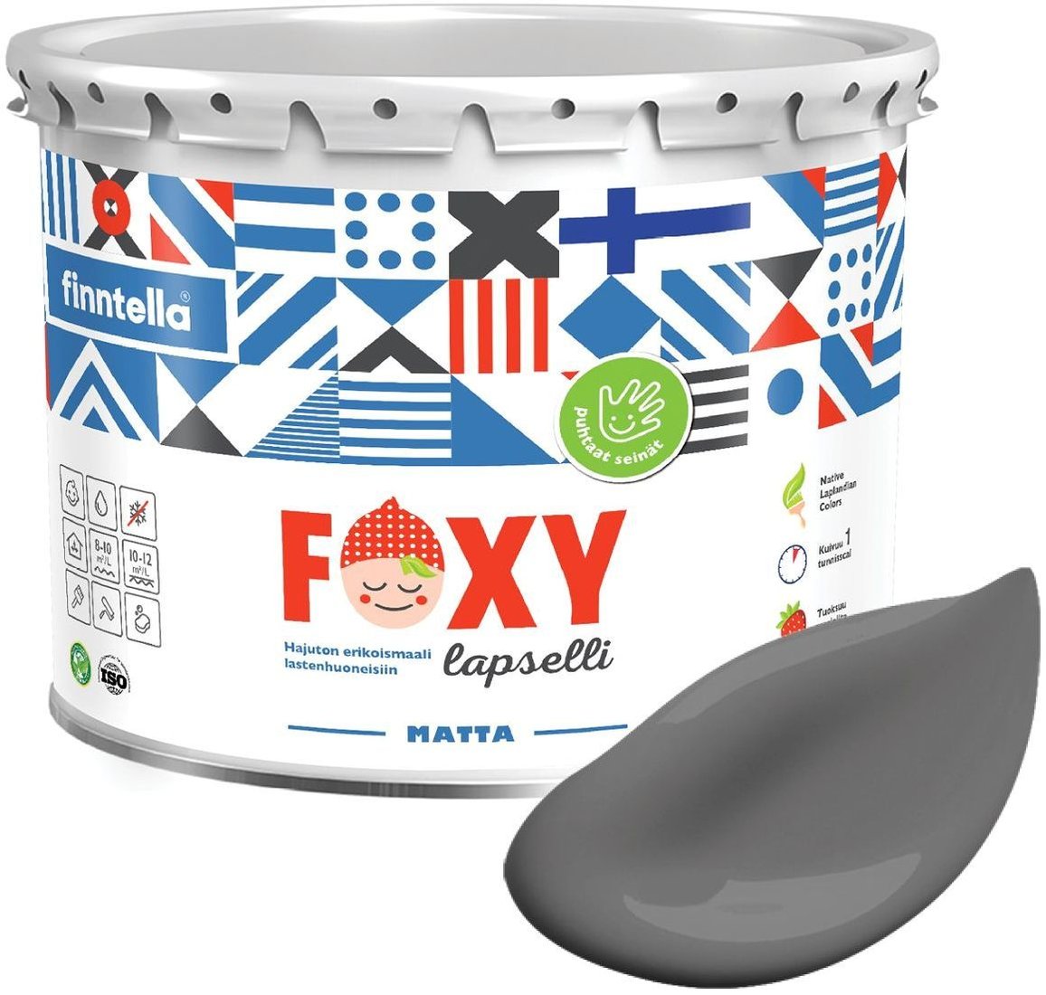 

Краска Finntella Foxy Lapselli Matte Hyrra F-50-1-3-FL206 2.7 л (серый)