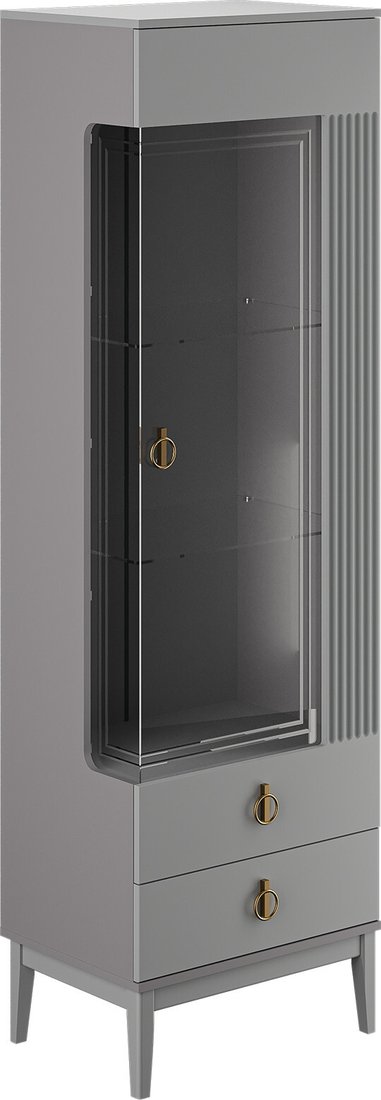 

Шкаф-витрина Bravo Мебель Фарго 1-дверный правый (серый шифер/лак антрацит)