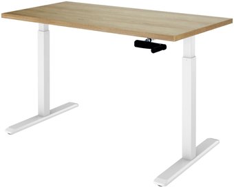 Стол с регулировкой высоты ErgoSmart Manual Desk 1360x800x36 мм (дуб натуральный/белый)