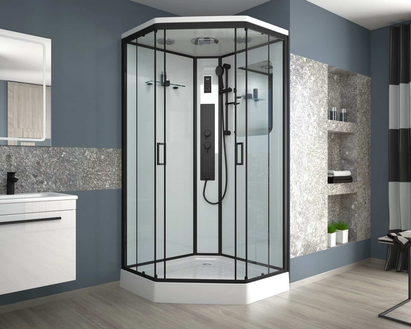 

Душевая кабина Niagara NG-6901-01GD Black 90x90x220 (прозрачное стекло)